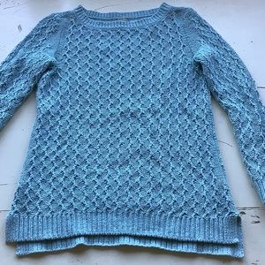 Talbots Chunky Knit Light Blue Long Sleeve Pullover Sweater Petite